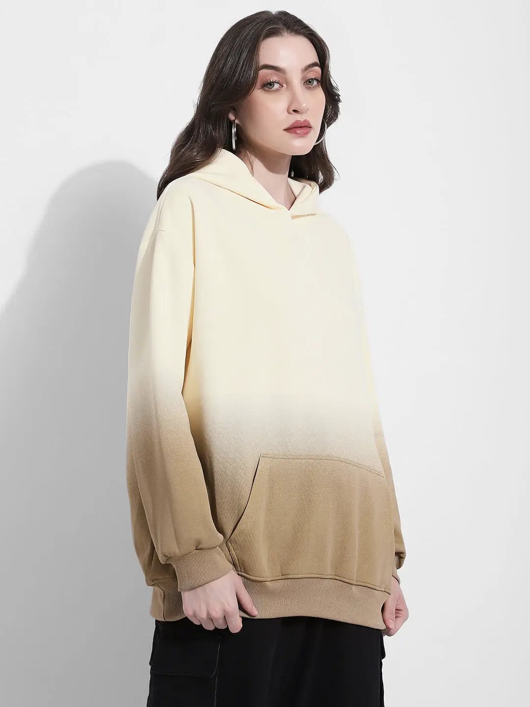 Women's Ombre Cream Oversized Hoodie