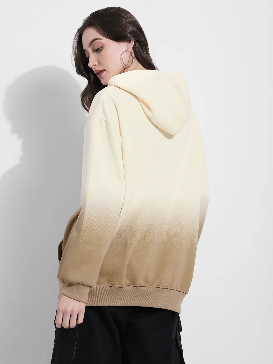 Women's Ombre Cream Oversized Hoodie