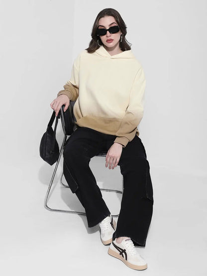 Women's Ombre Cream Oversized Hoodie