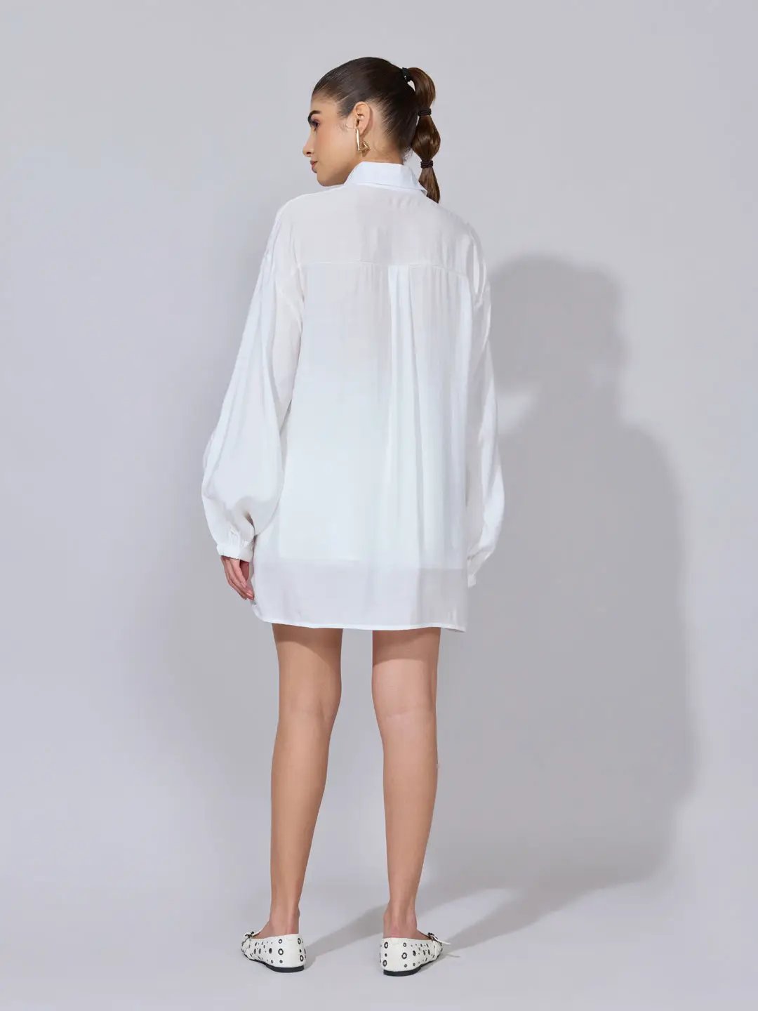 Women's White Oversized Shirt & Shorts Co-Ord Set