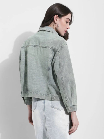Women's Embellished Blue Denim Jacket