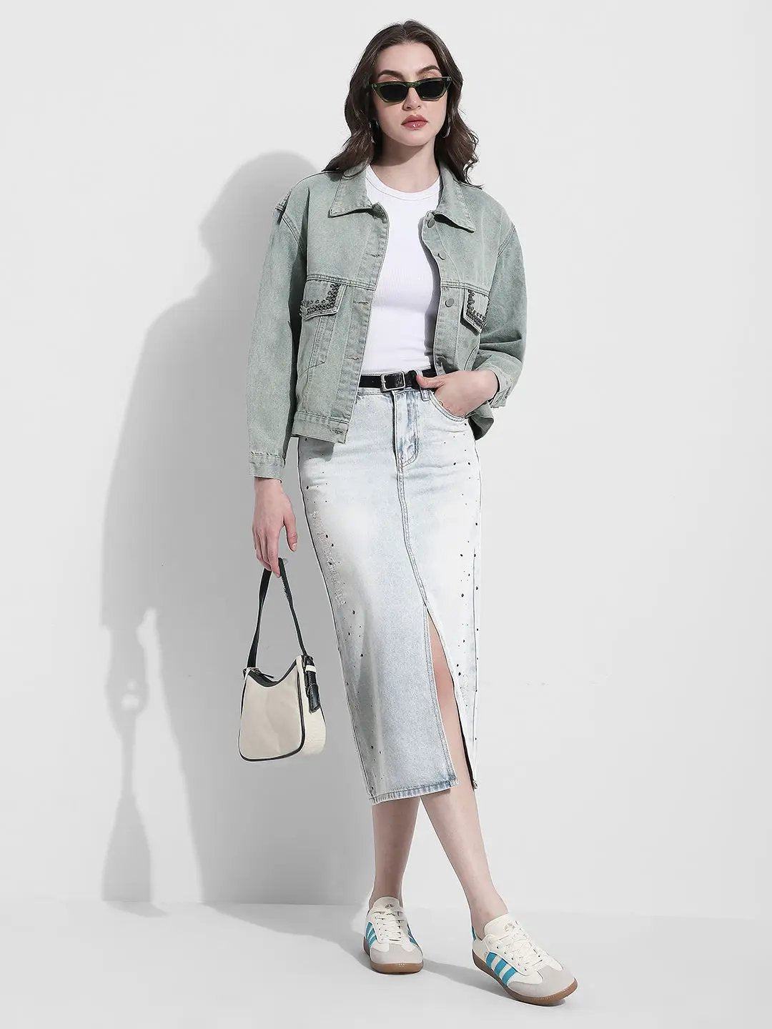 Women's Embellished Blue Denim Jacket