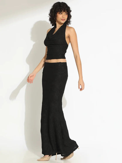 Women's Black Alter Top and Skirt Co-Ord Set