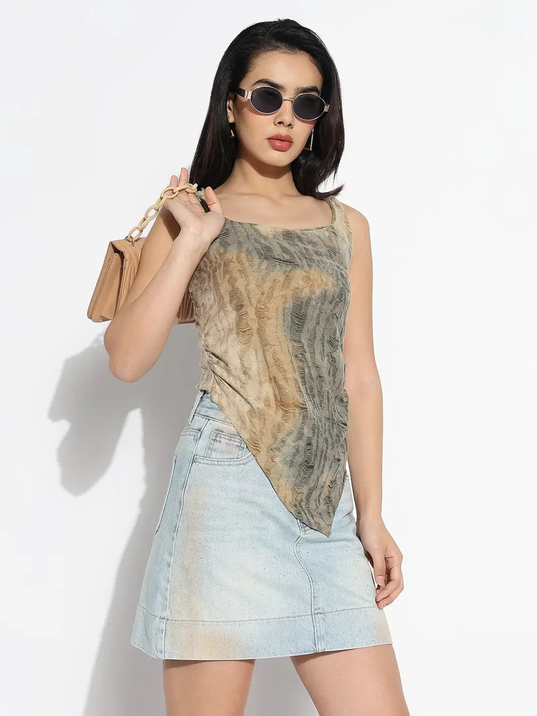 Women's Hooded Beige Solid Top