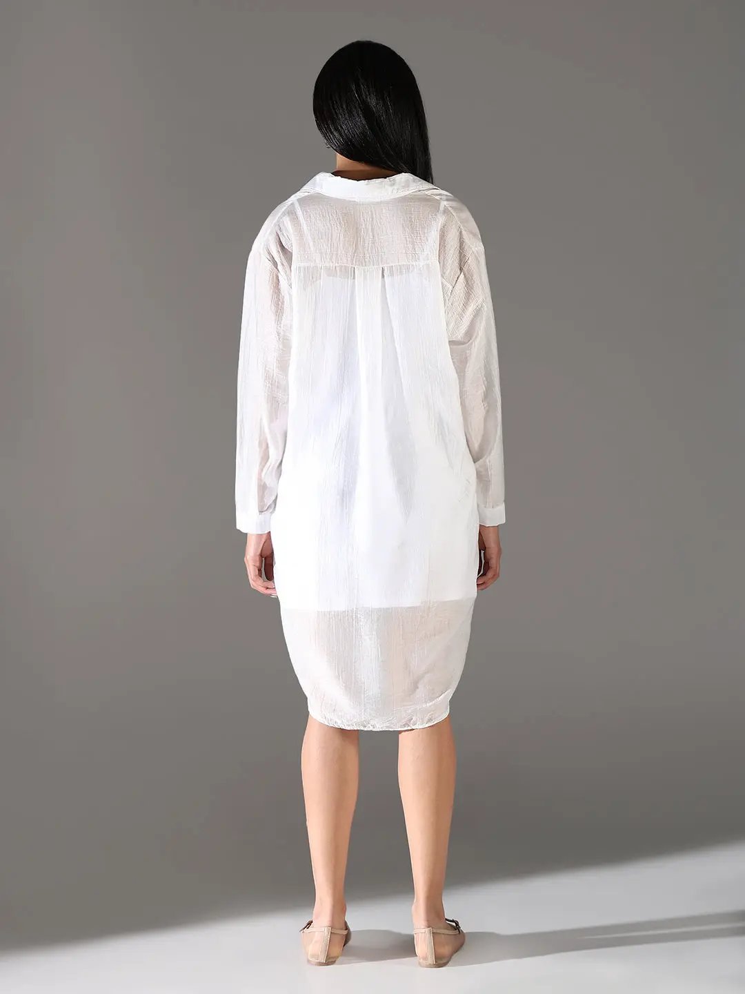 Women's White Shirt Collar Shirt Dress