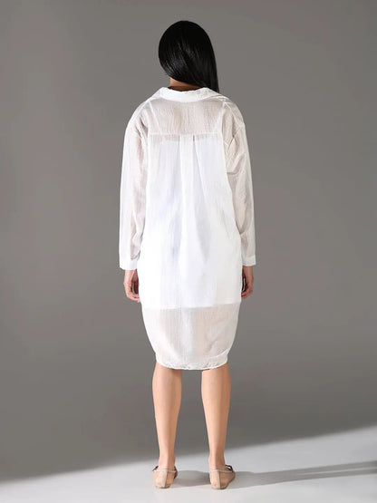 Women's White Shirt Collar Shirt Dress