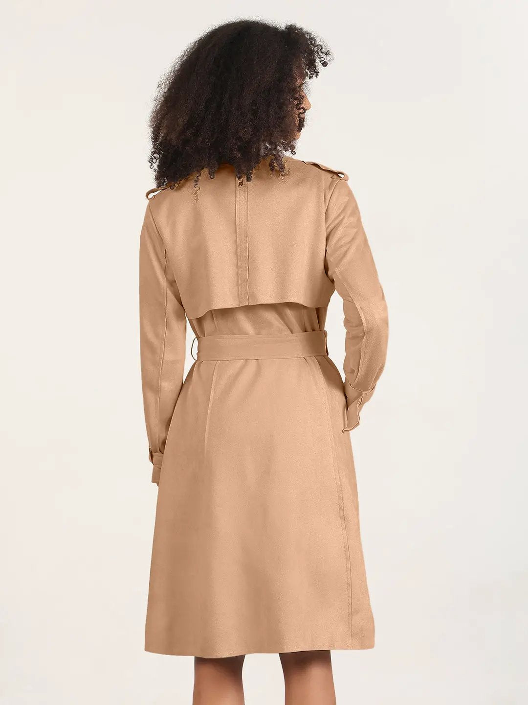 Women's Brown Trench Coat with Belted Waist