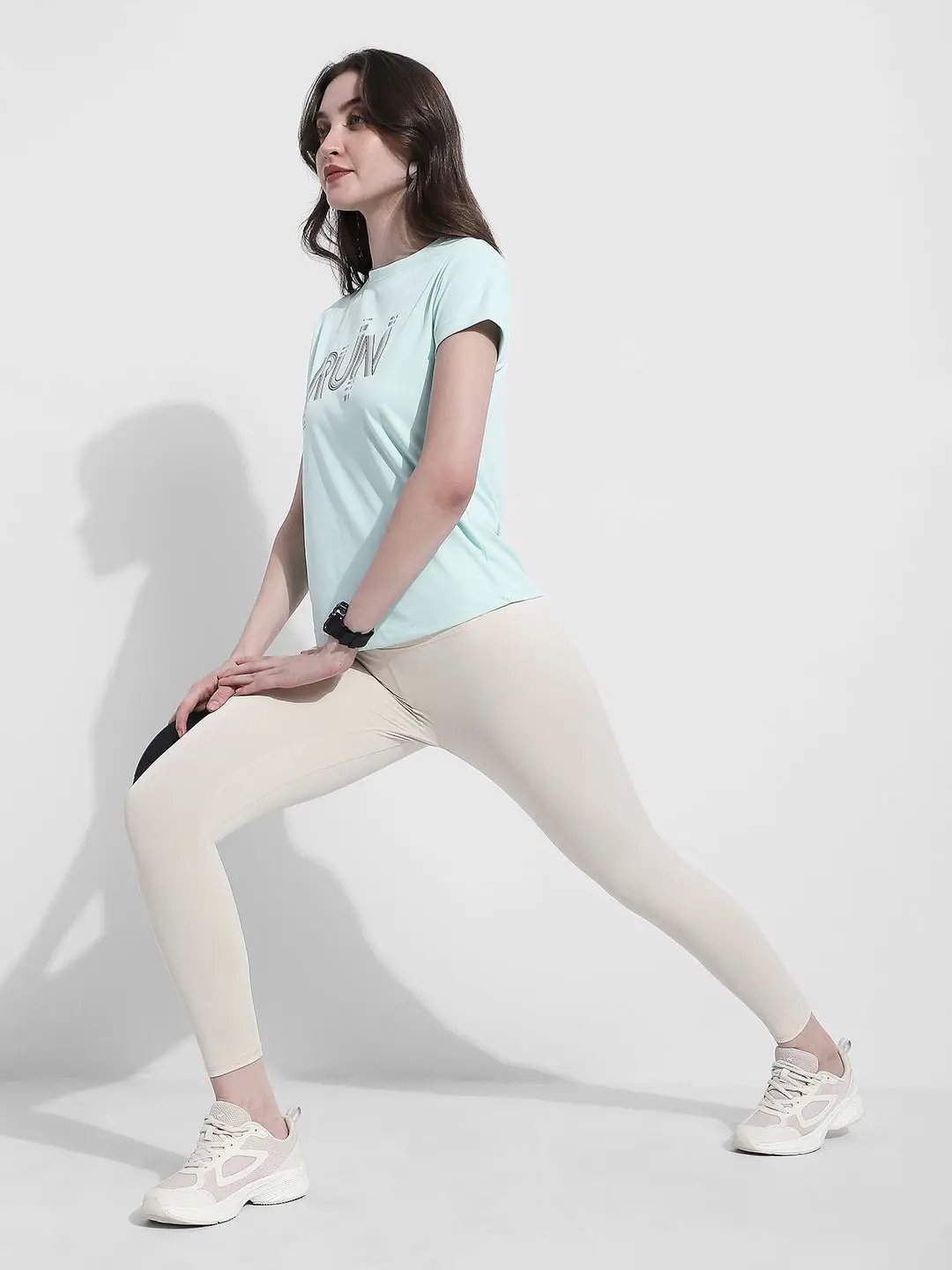 Women's Cream High Waist Stretch Trackpants