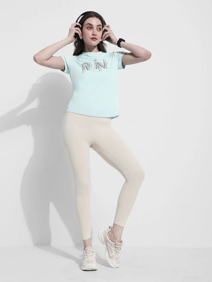 Women's Cream High Waist Stretch Trackpants