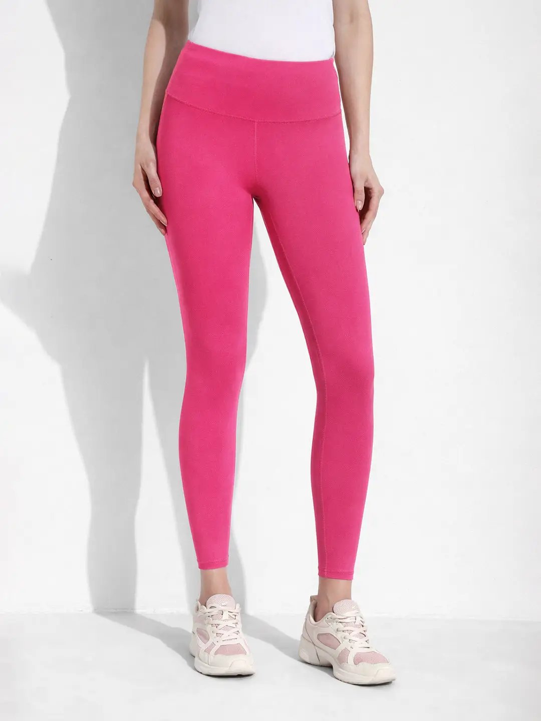 Women's Pink High Waist Stretch Trackpants
