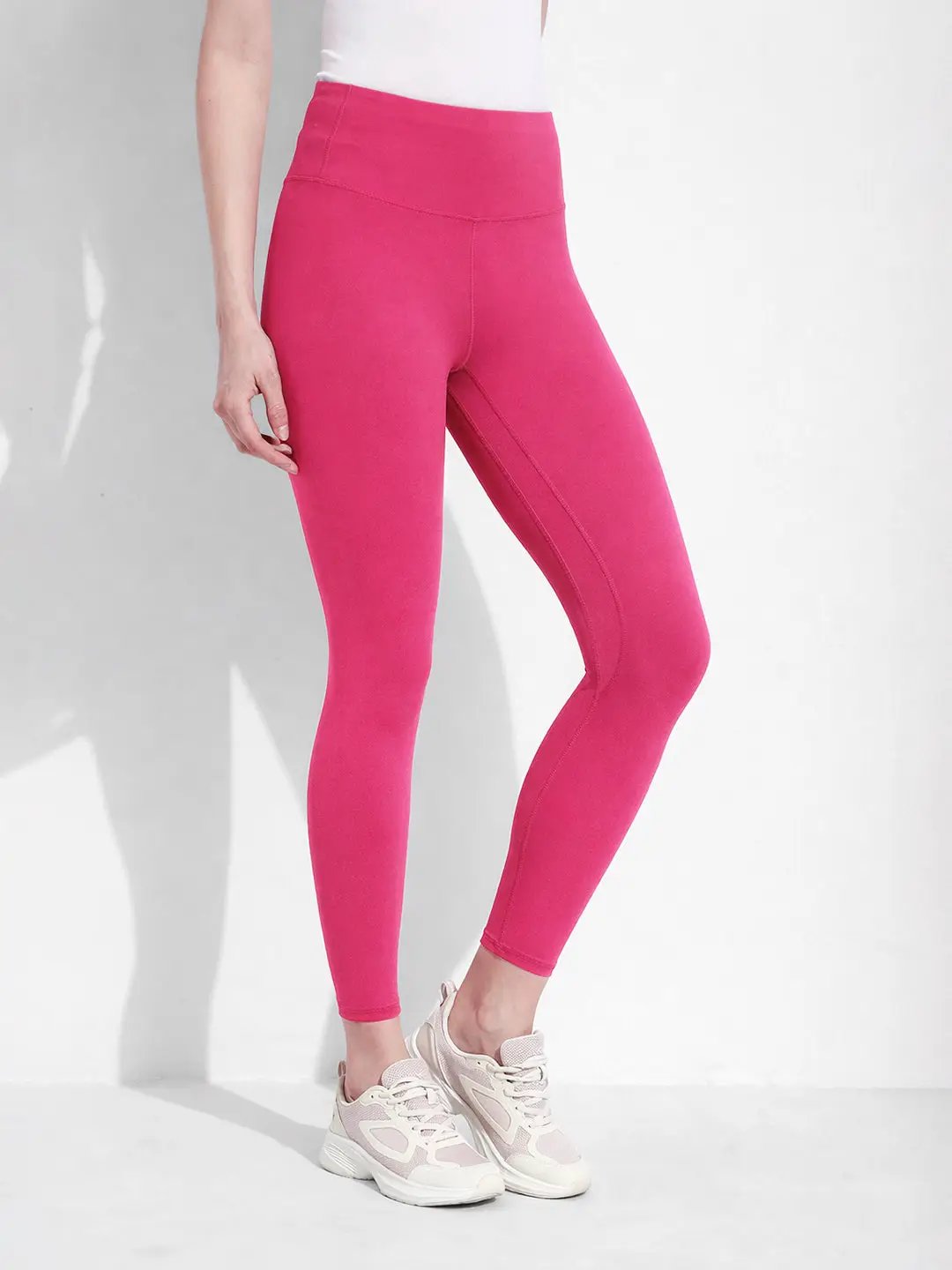Women's Pink High Waist Stretch Trackpants