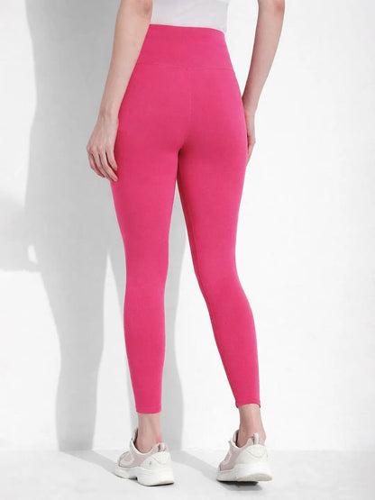 Women's Pink High Waist Stretch Trackpants