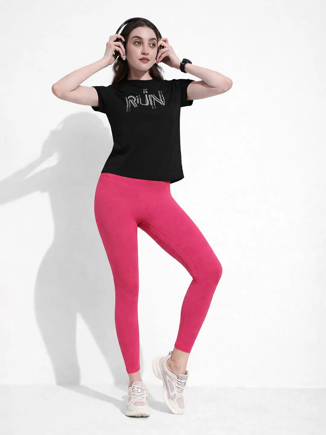 Women's Pink High Waist Stretch Trackpants