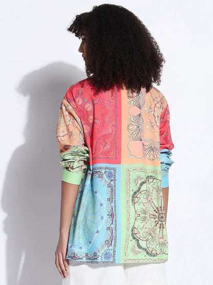 Women's Colourblocked Multi Oversized Shirt