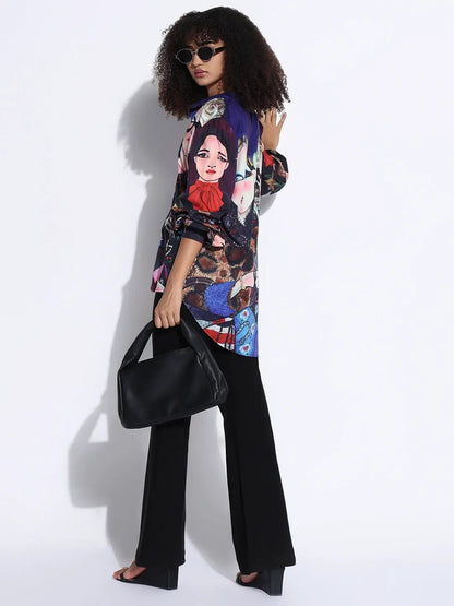 Women's Graphic Multi Oversized Shirt