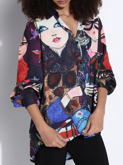 Women's Graphic Multi Oversized Shirt