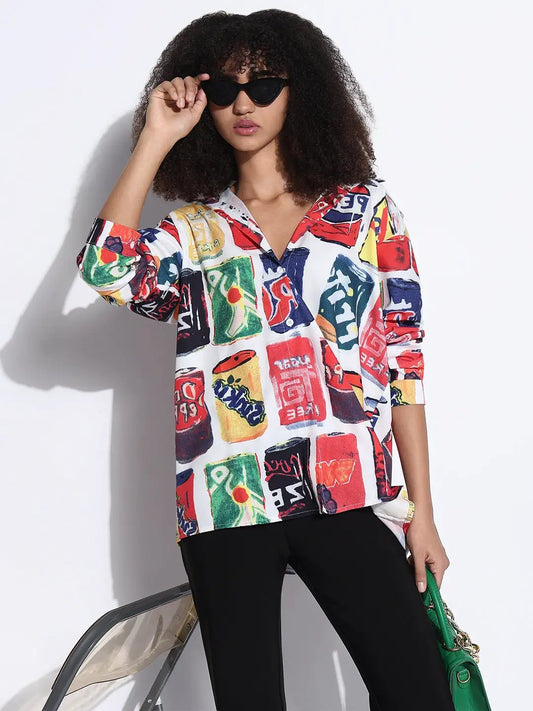 Women's Graphic Multi Oversized Shirt