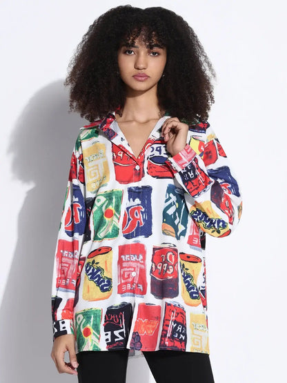 Women's Graphic Multi Oversized Shirt