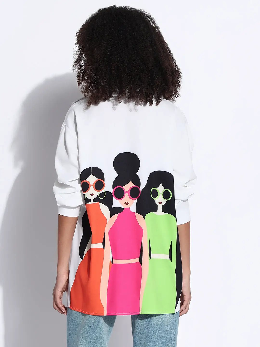 Women's Graphic White Oversized Shirt