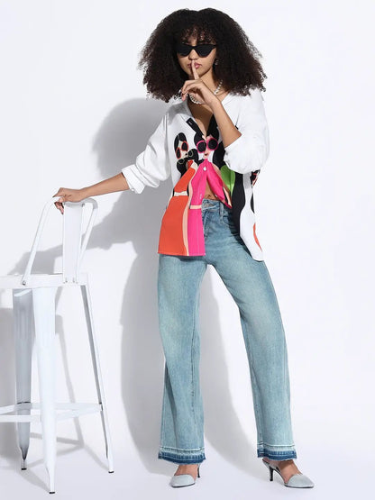 Women's Graphic White Oversized Shirt