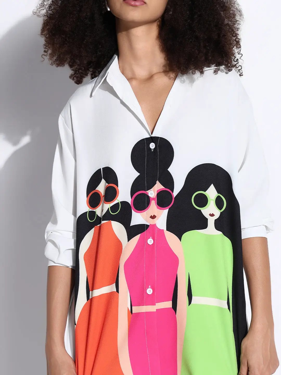 Women's Graphic White Oversized Shirt