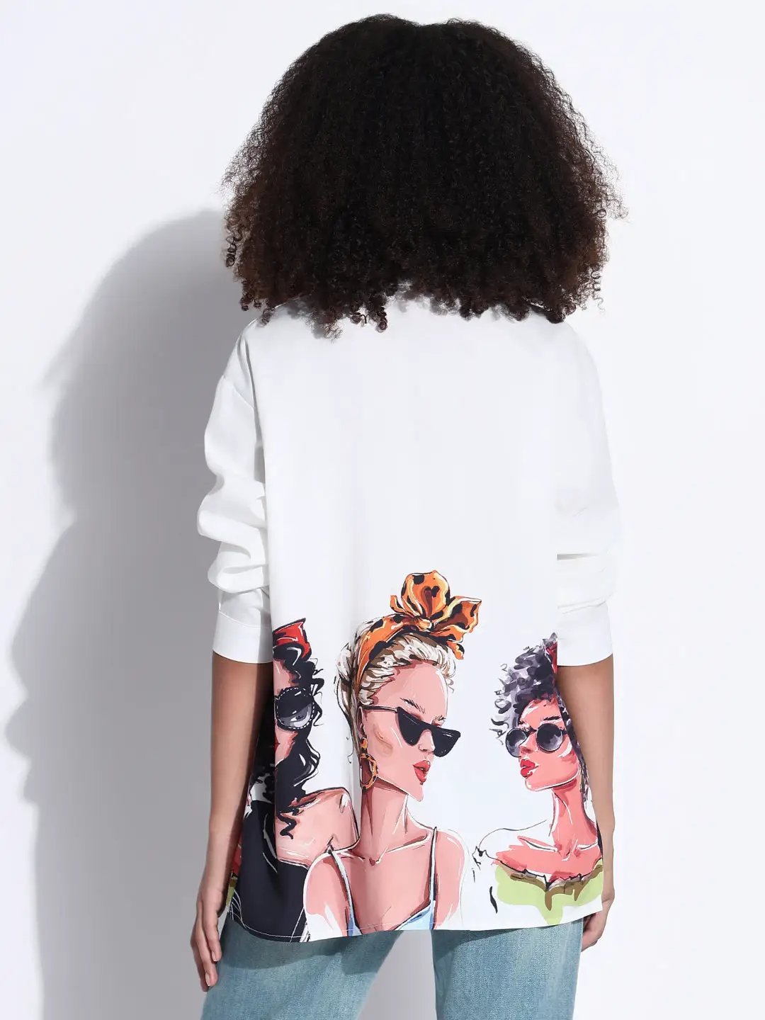 Women's Graphic White Oversized Shirt