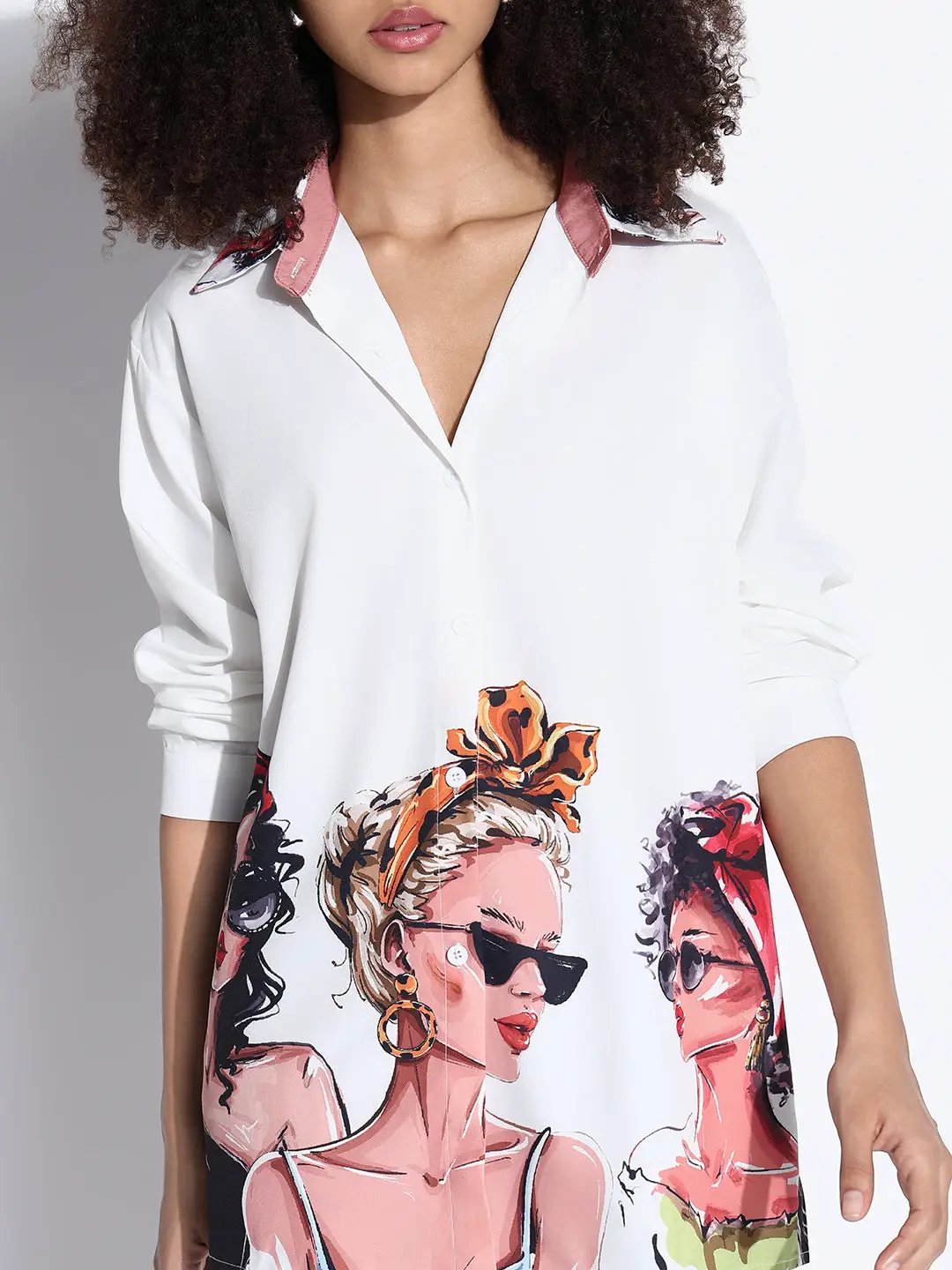 Women's Graphic White Oversized Shirt