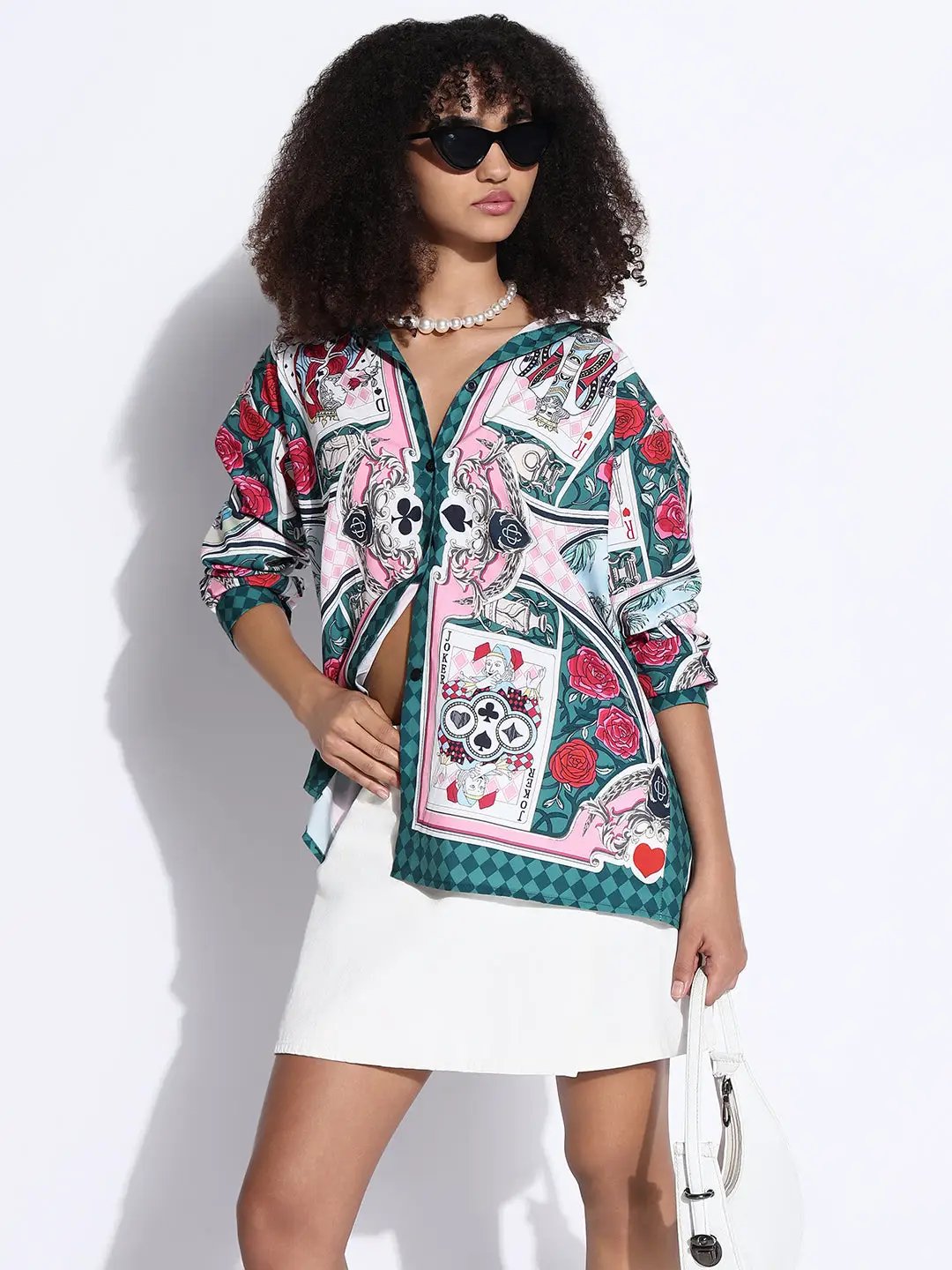 Women's Graphic Green Oversized Shirt