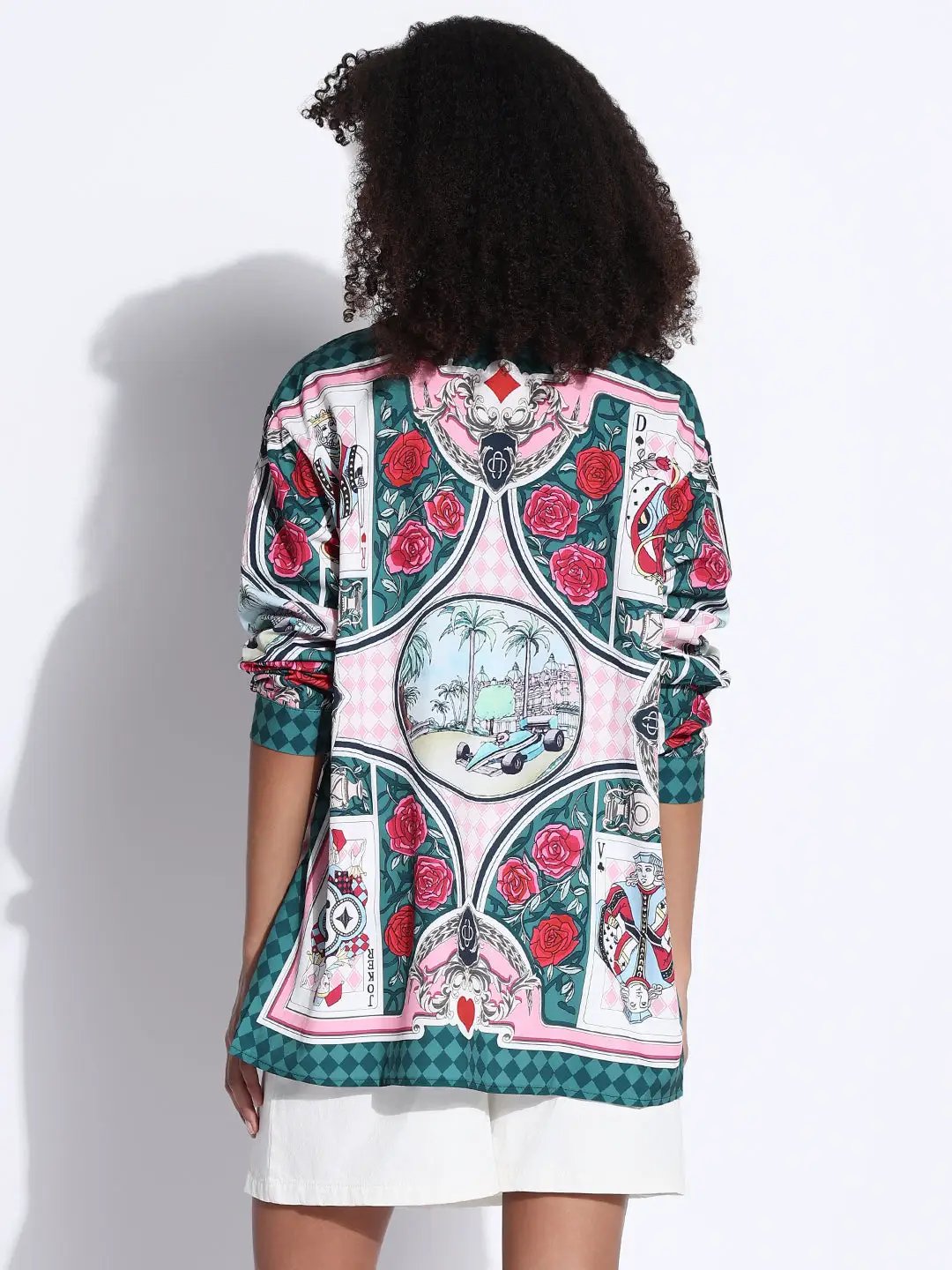 Women's Graphic Green Oversized Shirt