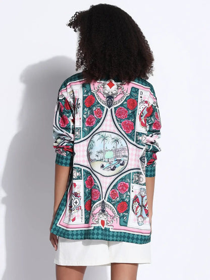 Women's Graphic Green Oversized Shirt
