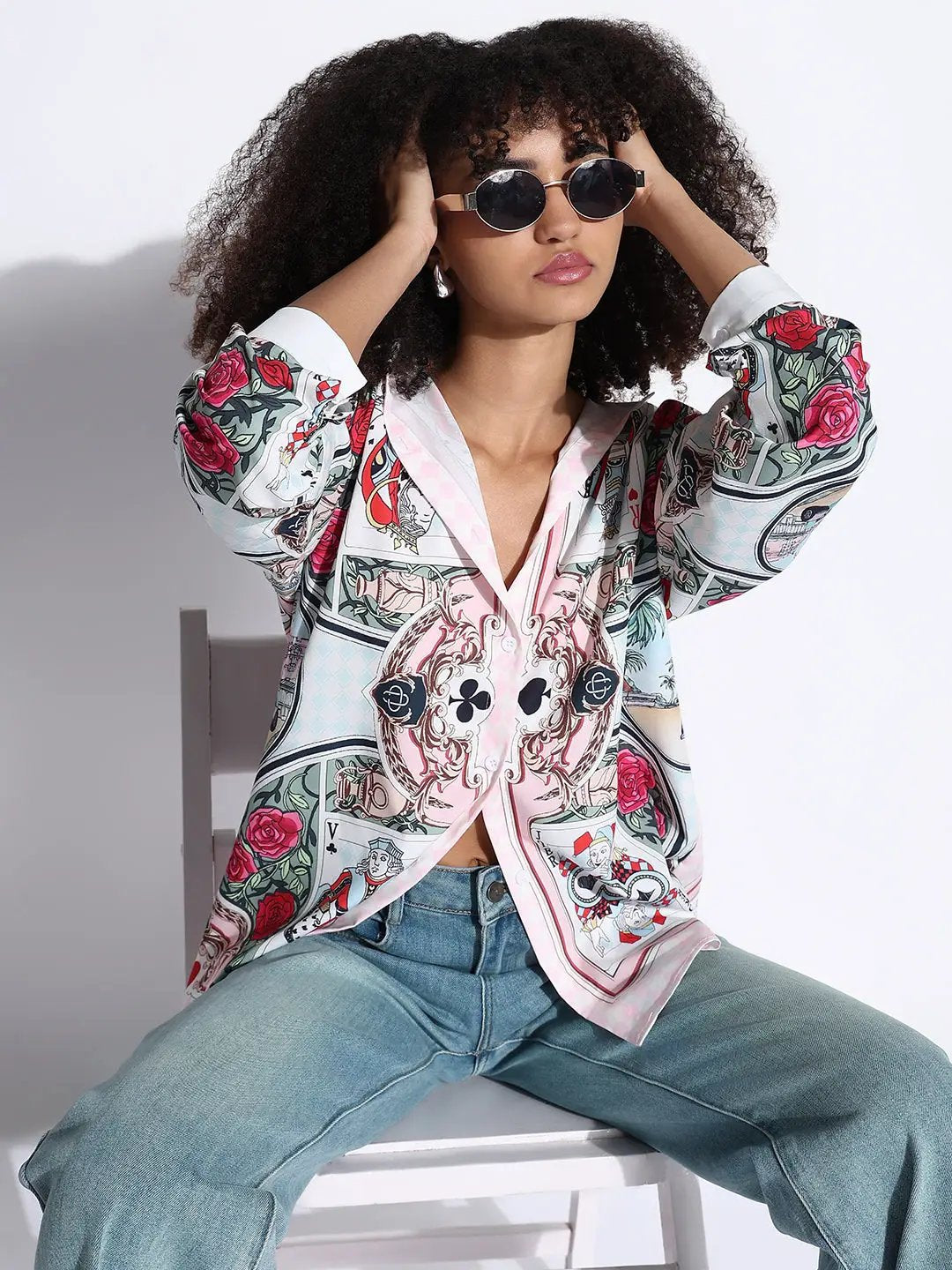 Women's Graphic Peach Oversized Shirt