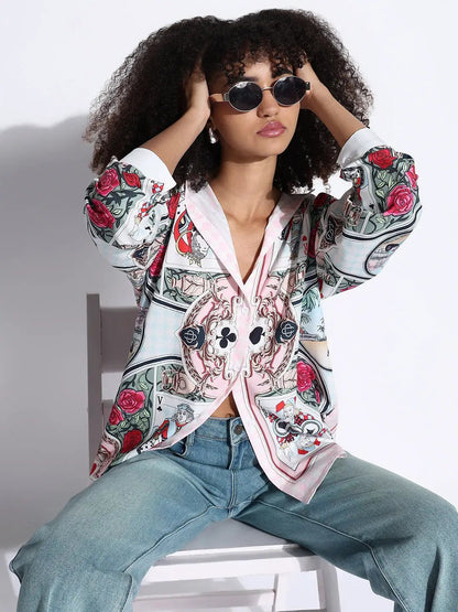 Women's Graphic Peach Oversized Shirt