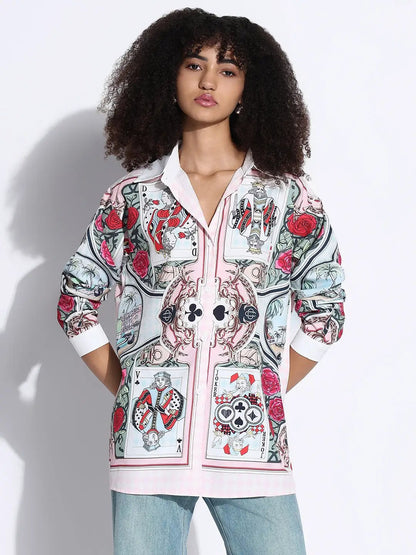Women's Graphic Peach Oversized Shirt