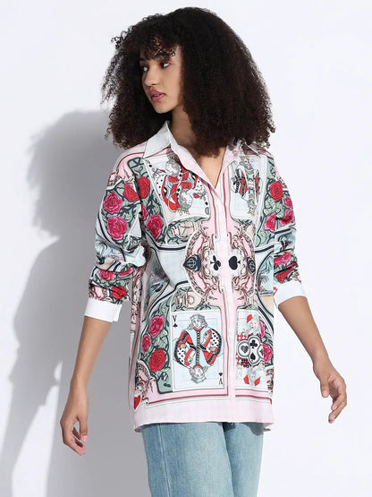 Women's Graphic Peach Oversized Shirt
