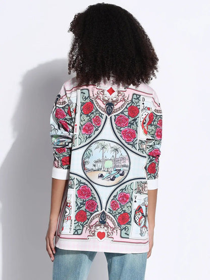 Women's Graphic Peach Oversized Shirt