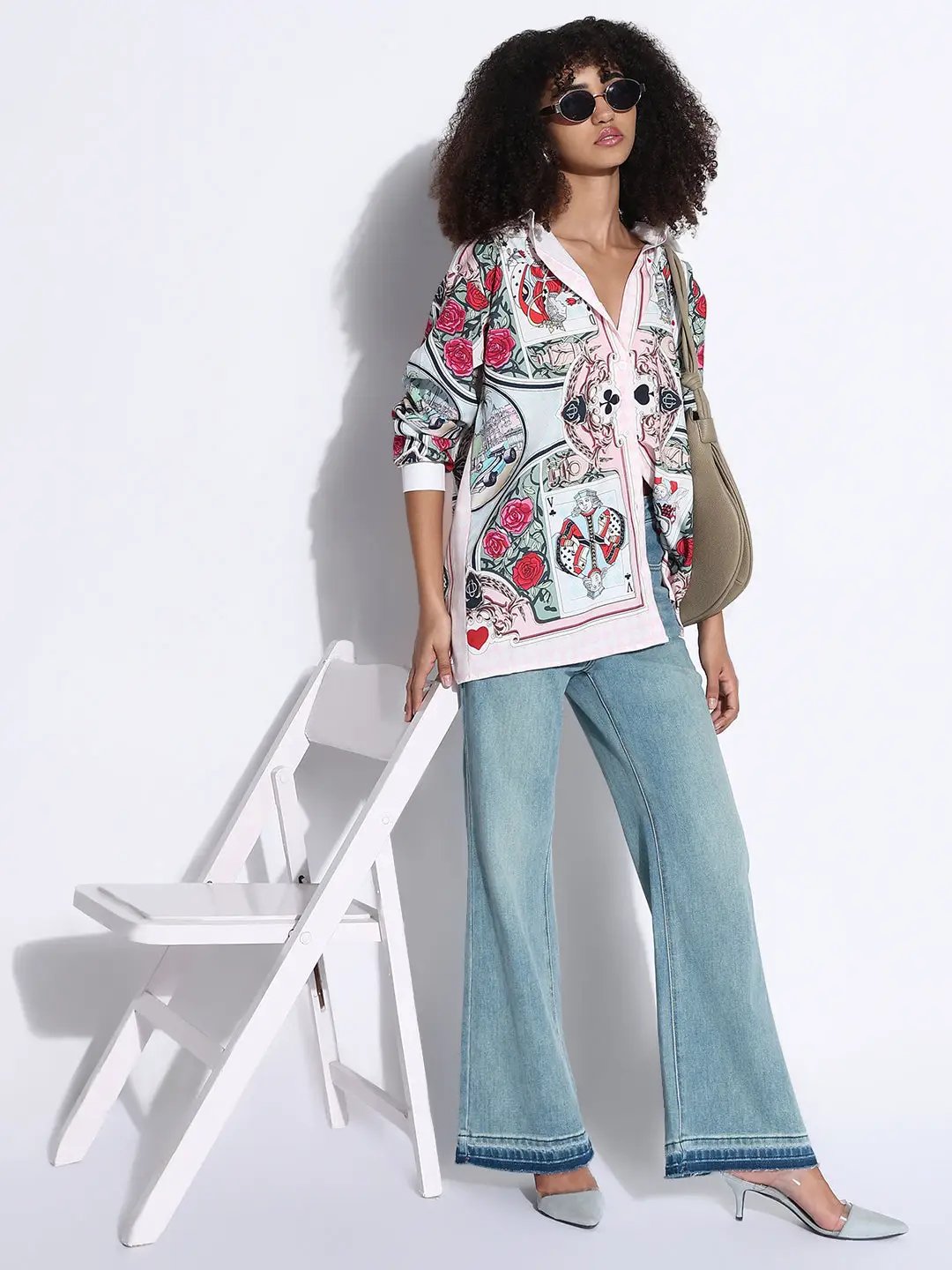 Women's Graphic Peach Oversized Shirt