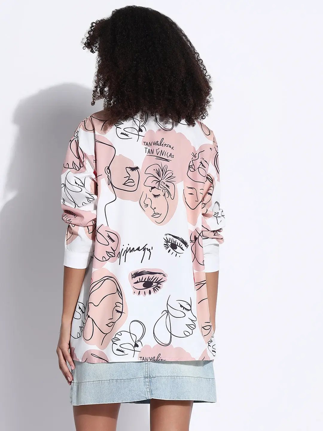 Women's Graphic White Oversized Shirt