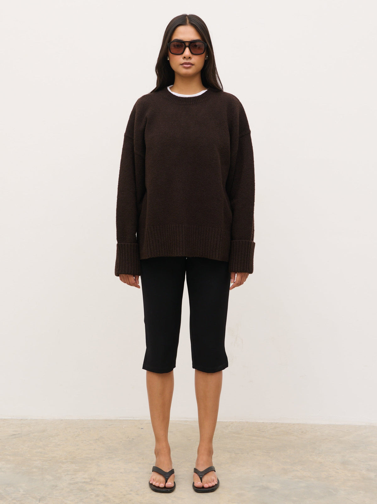 Camille Oversized Borg Jumper - Brown