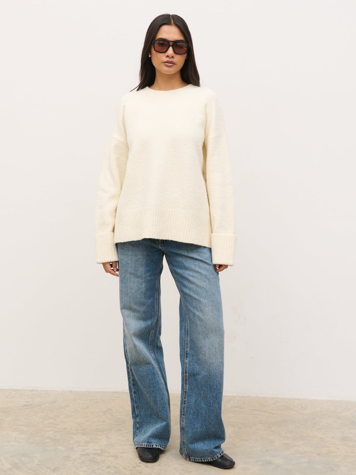 Camille Oversized Borg Jumper - Cream