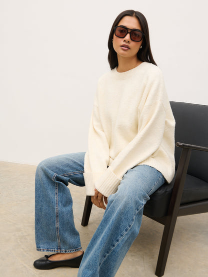 Camille Oversized Borg Jumper - Cream