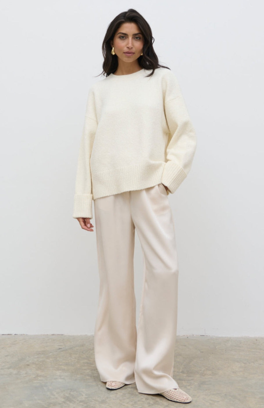 Camille Oversized Borg Jumper - Cream