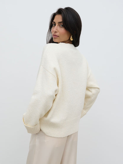 Camille Oversized Borg Jumper - Cream
