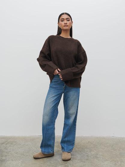 Camille Oversized Borg Jumper - Brown
