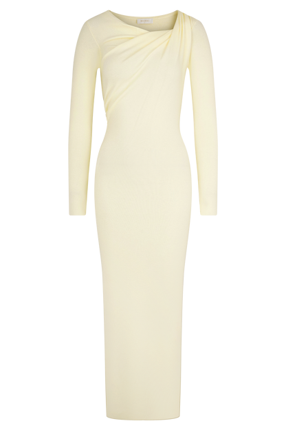 Culver Draped Twist Knit Midi Dress - Cream