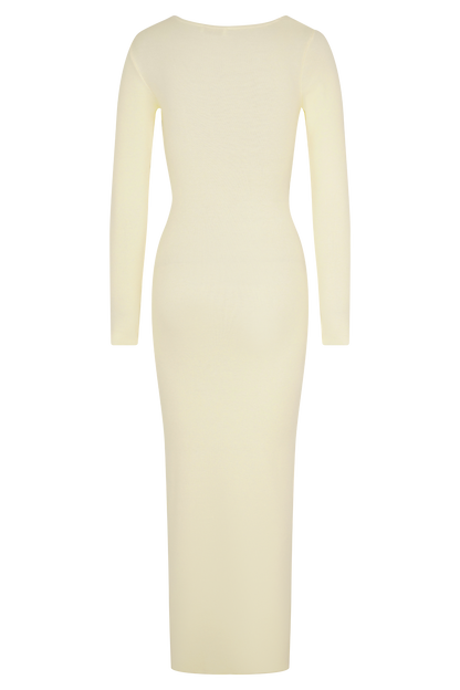 Culver Draped Twist Knit Midi Dress - Cream
