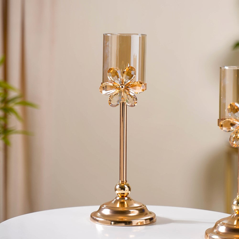 Crystal Flower Candle Holder Set Of 2