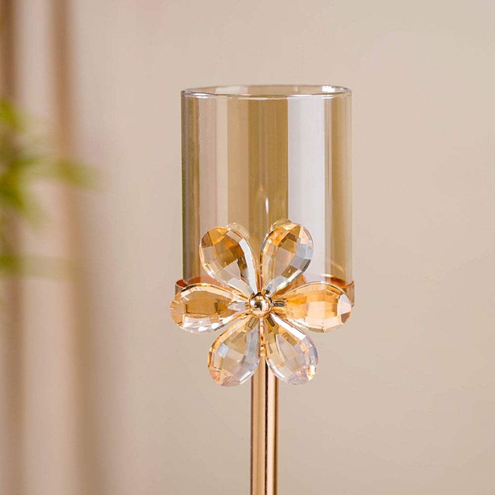 Crystal Flower Candle Holder Set Of 2