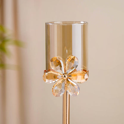 Crystal Flower Candle Holder Set Of 2