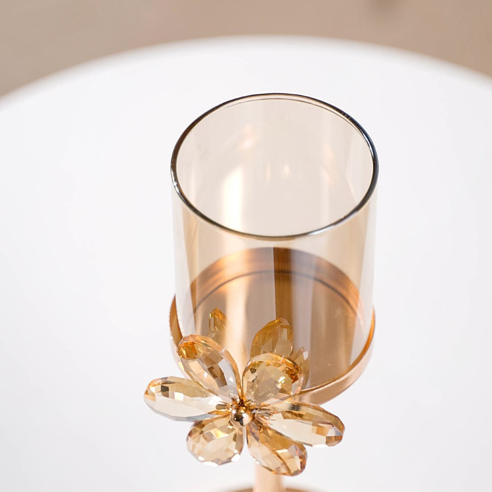 Crystal Flower Candle Holder Set Of 2
