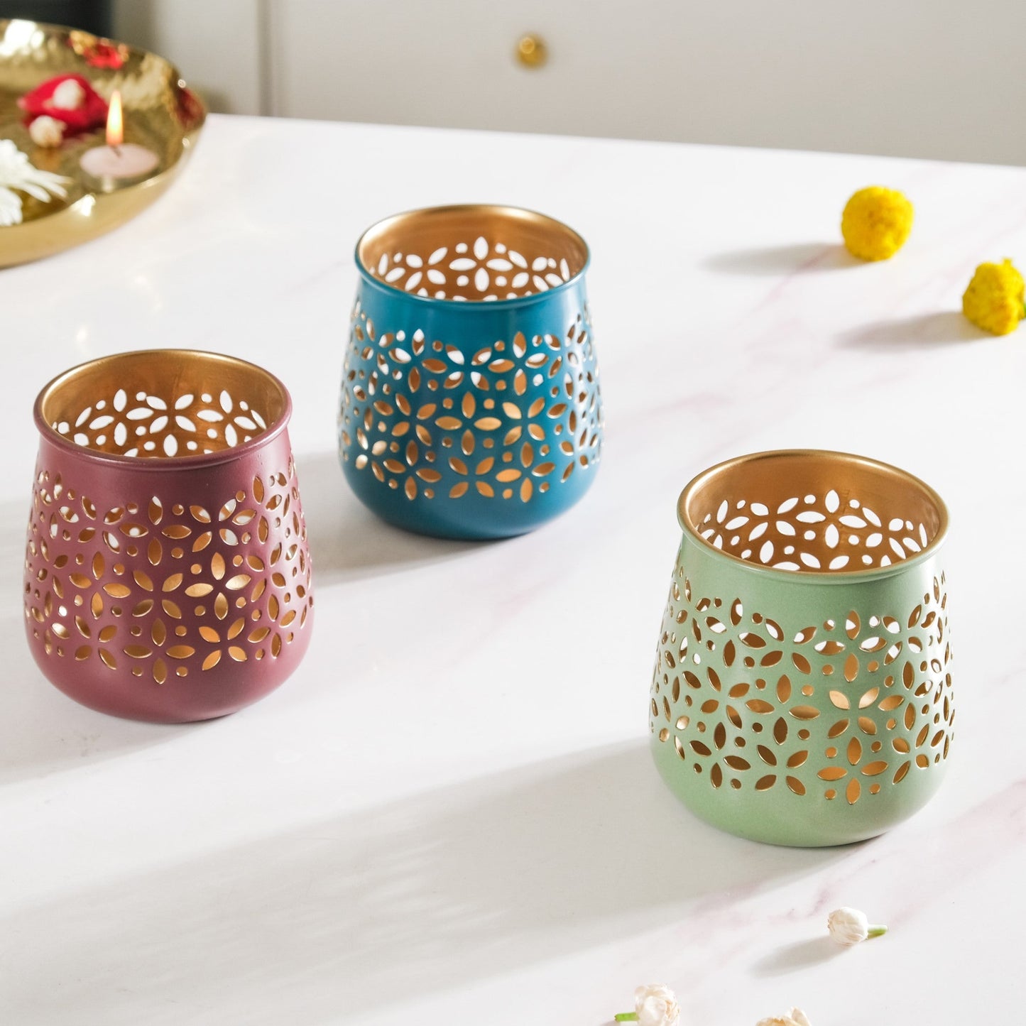 Festive Tealight Candle Holder Set Of 3